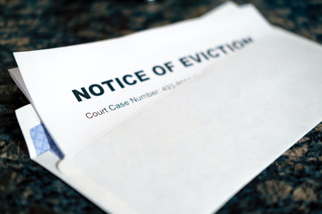 Eviction notice on a table.